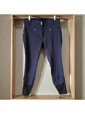 Horze Full Seat Breeches Navy Crown Silicone Grip Riding Pants Womens Size 28